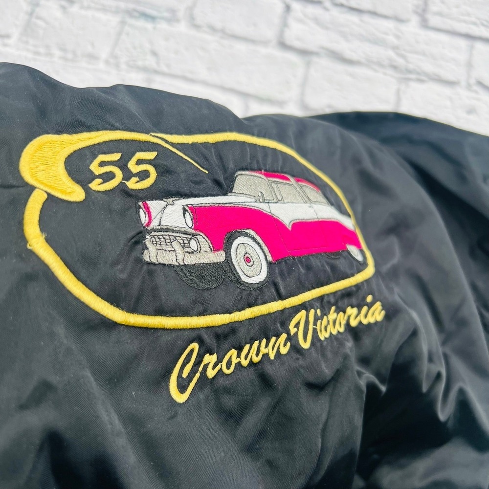 Auburn Sportswear Mens Black 55 Crown Victoria Bomber Jacket Large Windbreaker - Picture 7 of 7